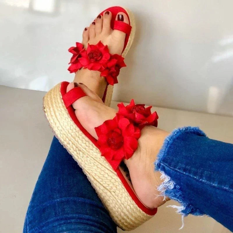 

Women Casual Flower Platform Sandals Slip-on Daily Beach Travel Sandals Slippers XRQ88