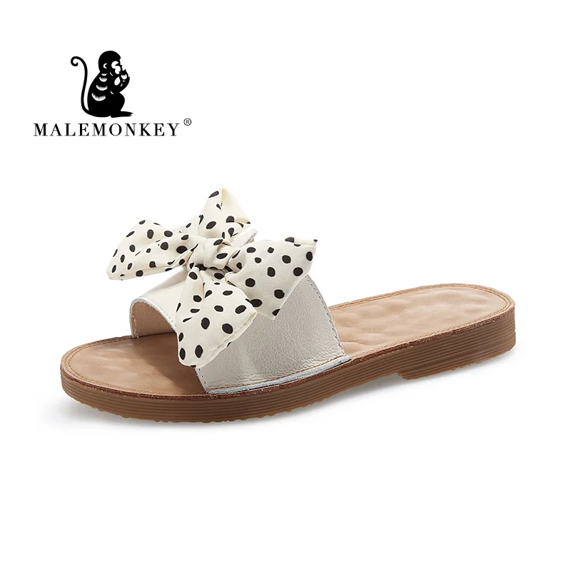 Женские летние сандалии с бантиком Домашние шлепанцы пляжные Новая модная