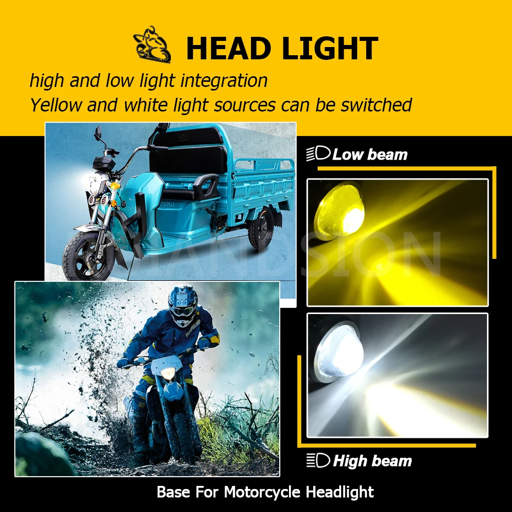 RUIANDSION 1Pcs BA20d H6 P45T R2 H4 HB2 HS1 P43T 9003 Motorcycle Headlight Moped Car Headlamp CSP White Yellow Switchback 12-80V enlarge