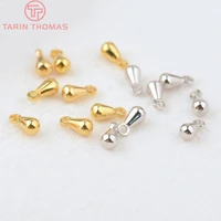 339520pcs 3x6mm 4x8mm 24k gold color plated brass drop shape end beads high quality diy jewelry accessories