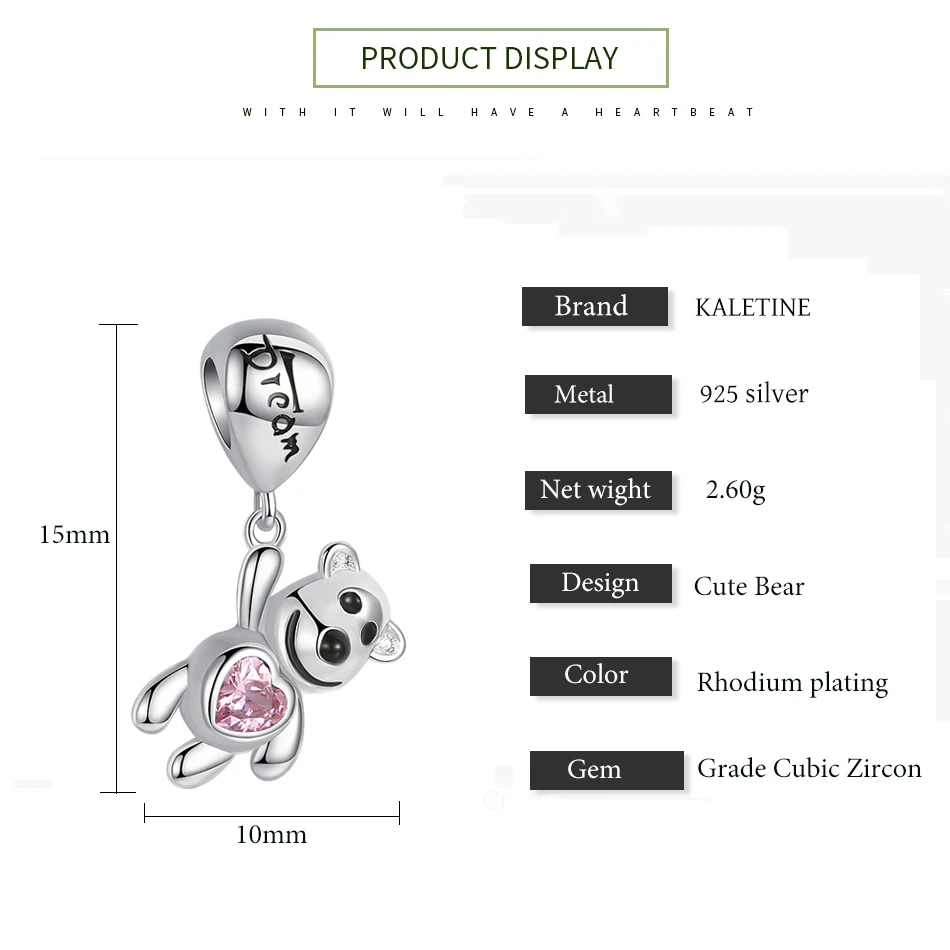 Калетин 925 пробы серебряные шармы милые с надписью мечта медведя эмалированные