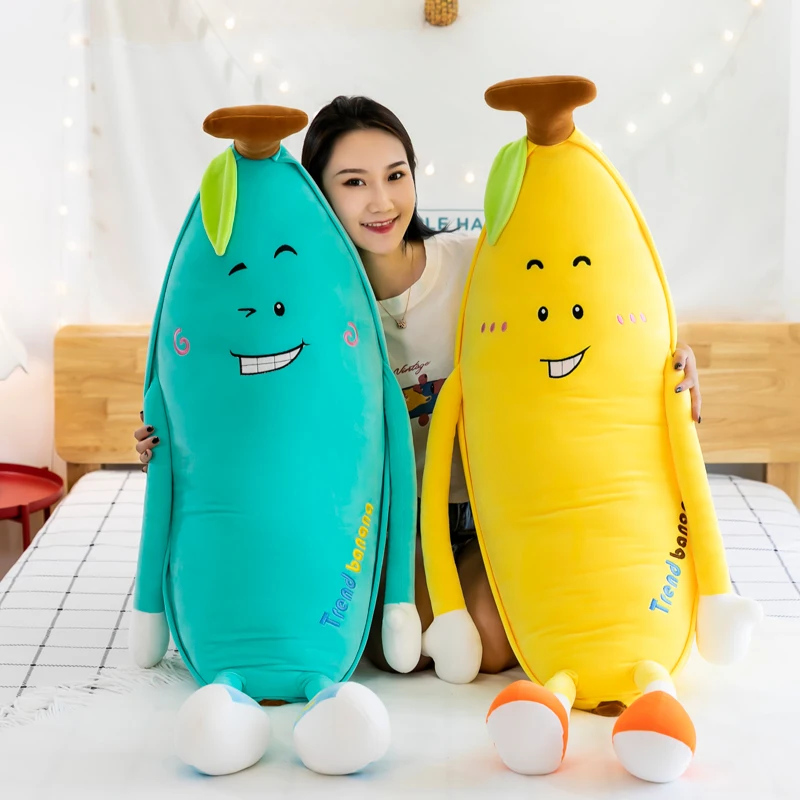 

80/100cm Giant Soft Cartoon Banana pillow Plush Toys Stuffed Fruit Cushion Pillow Creative Girls Valentine's Gift Plush Toy Doll