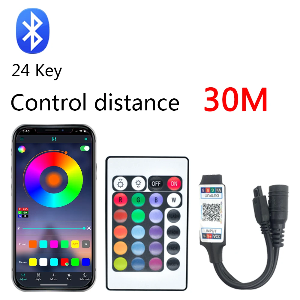 

Bluetooth RGB RGBW LED Controller With IR Remote Control With Battery For DC 12V RGB 2835 5050 LED Strip Light LED Modules light