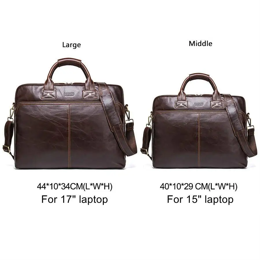 Top Quality Men Business Briefcase Computer Bag Women Genuine Leather Laptop Handbag Male Luxury Shoulder Bags Bolso Hombre 2023
