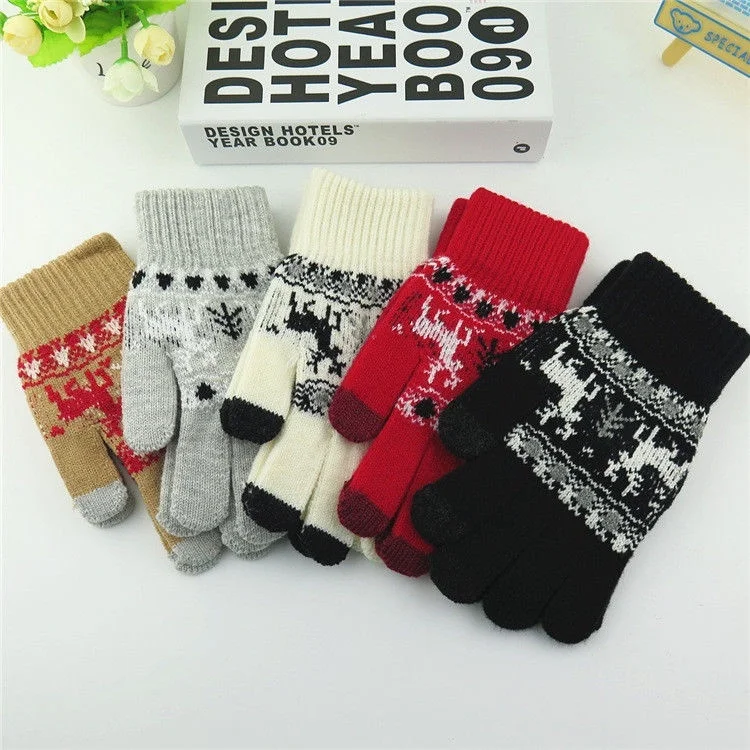 5 цветов Рождественский дизайн олень разноцветные перчатки для мужчин и женщин