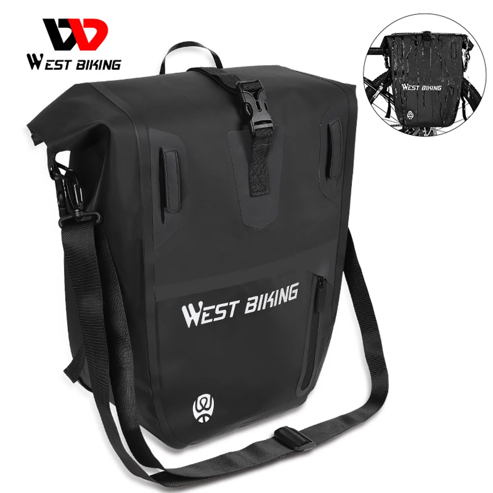 

WEST BIKING 25L Bicycle Bags Waterproof Cycling Rear Double Side Travel Bag Tail Seat Pannier Bicycle Bike Rack Trunk Bag