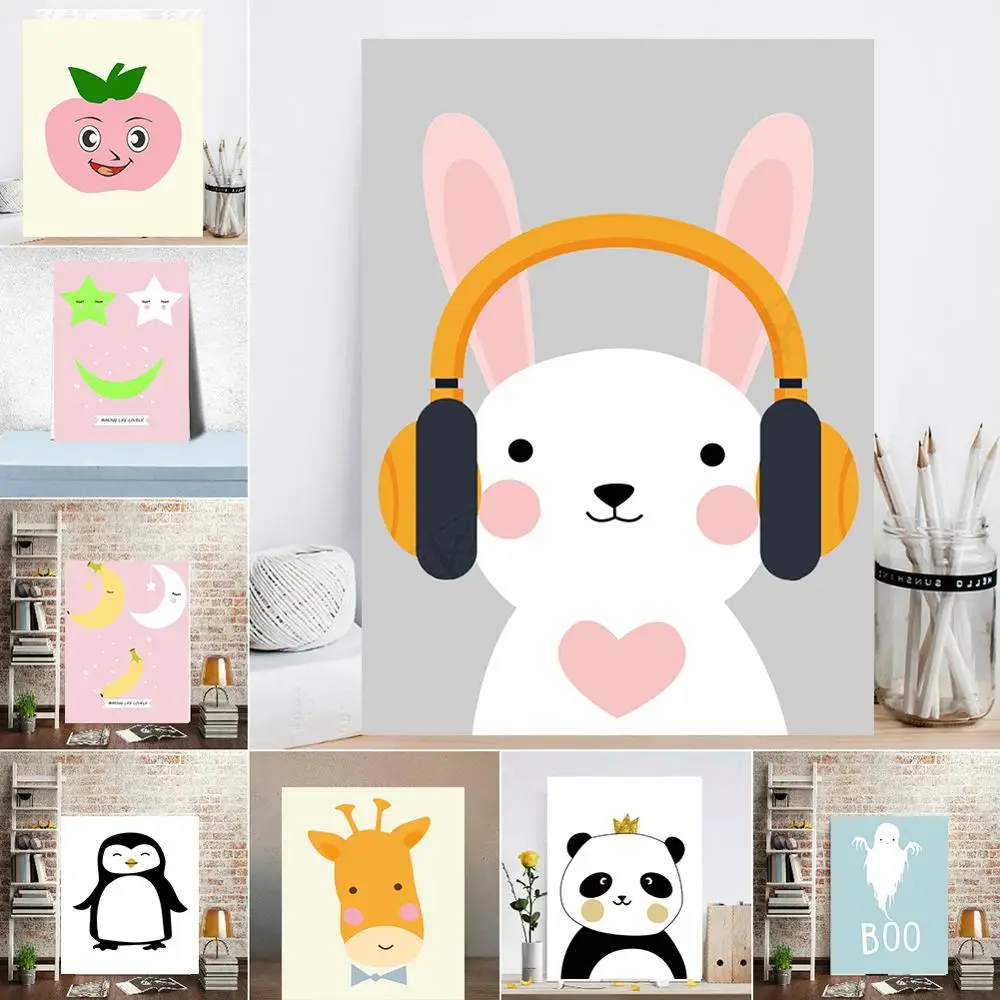 Кавайный животный плакат панды с принтом современный скандинавский мультяшный