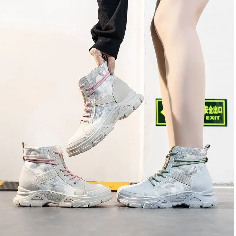Fujin 2020 осень зима новый стиль камуфляж холст Loue Up уличные женские ботинки модный