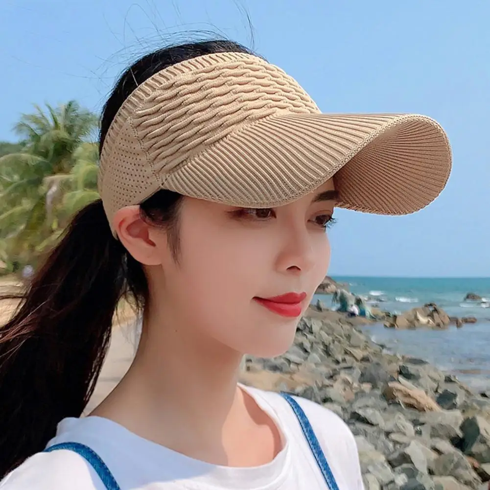 

Great Sunhat Skin-friendly Bright Color Suncap Women Polyester Visor Caps for Outdoor Sports Sun Hat
