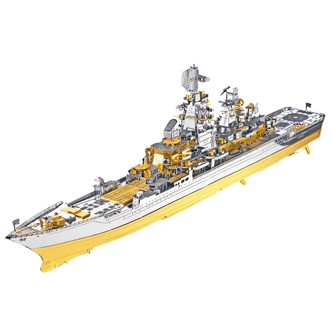 Pidescool 3D Metal Puzzle -Russien Battlecruiser Pyotr DIY Jigsaw Toy Model Building Kits Cadeaux de Noël pour adultes