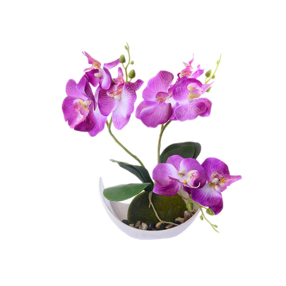

Artificial Plastic Bonsai Fake Plants Flower Wedding Home Decor Garden Hotel Butterfly Orchid Potted Plastic Bonsai Plant Tree