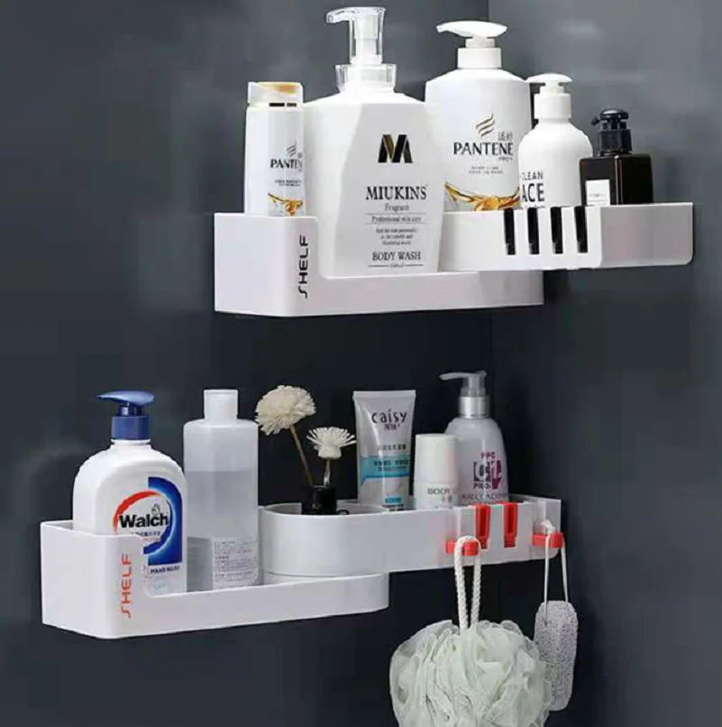 

Bathroom Corner Shelf Shampoo Holder Kitchen Storage Shelf Shower Organizer Wall Mount Space Saver Household Items