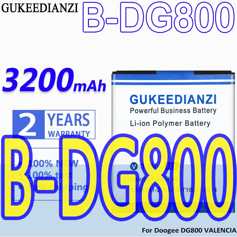 

Флейта большой емкости аккумулятор GUKEEDIANZI 3200 мАч Для Doogee DG800 VALENCIA B DG800