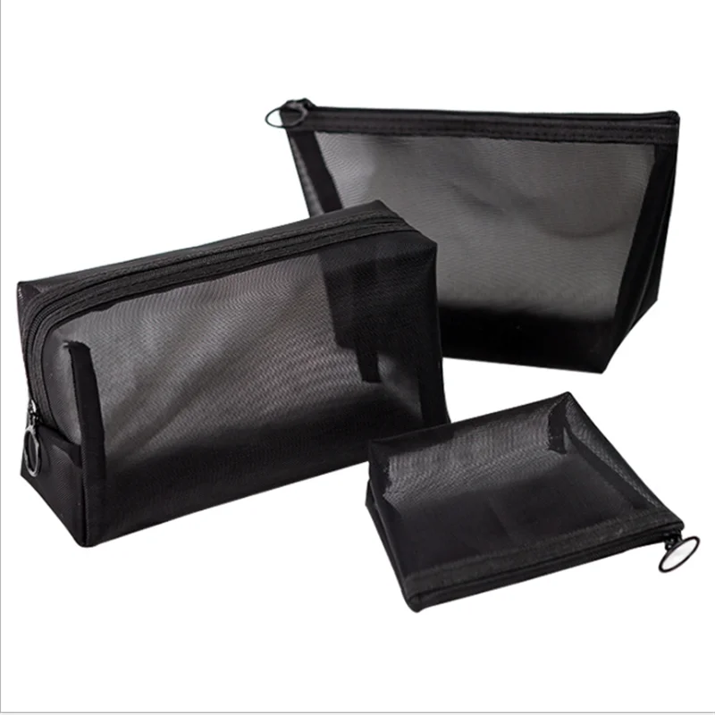 

1PC Black Women Men Necessary Cosmetic Bag Transparent Travel Organizer Fashion Small Large Black Toiletry Bags Makeup Pouch