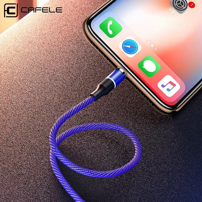 Cafele новейший светодиодный QC3.0 Магнитный USB кабель для IPhone Micro type C плетеный