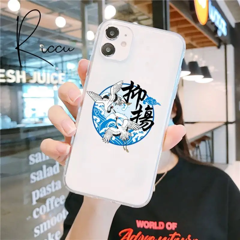 

Crane Phone Case for iphone 12 pro max mini 11 pro XS MAX 8 7 6 6S Plus X 5S SE 2020 XR Transparent case cover