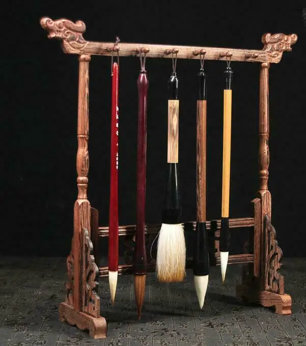 

Вешалка для щеток деревянная стойка для рисования каллиграфии Sumi-e ручной держатель инструмент 12 крючков