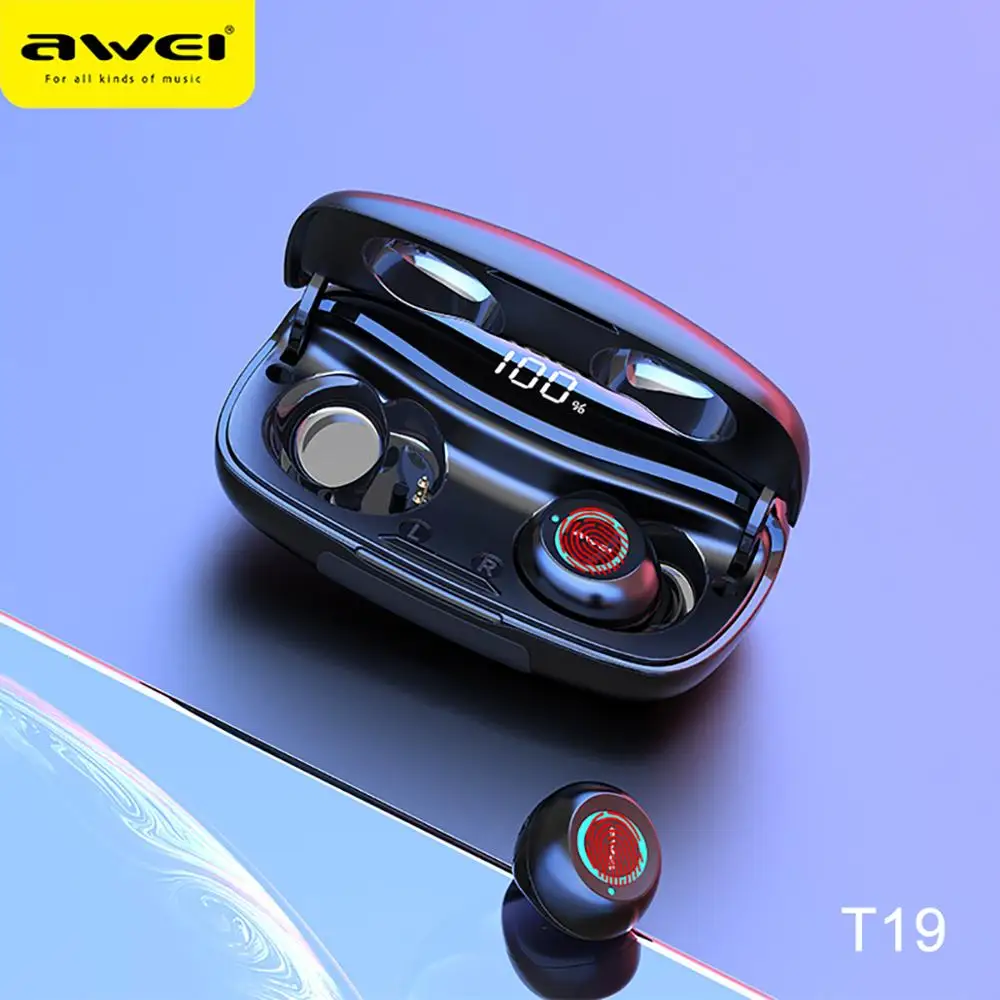 Bluetooth Наушники AWEI со светодиодный ным дисплеем Hi Fi стерео наушники с объемным