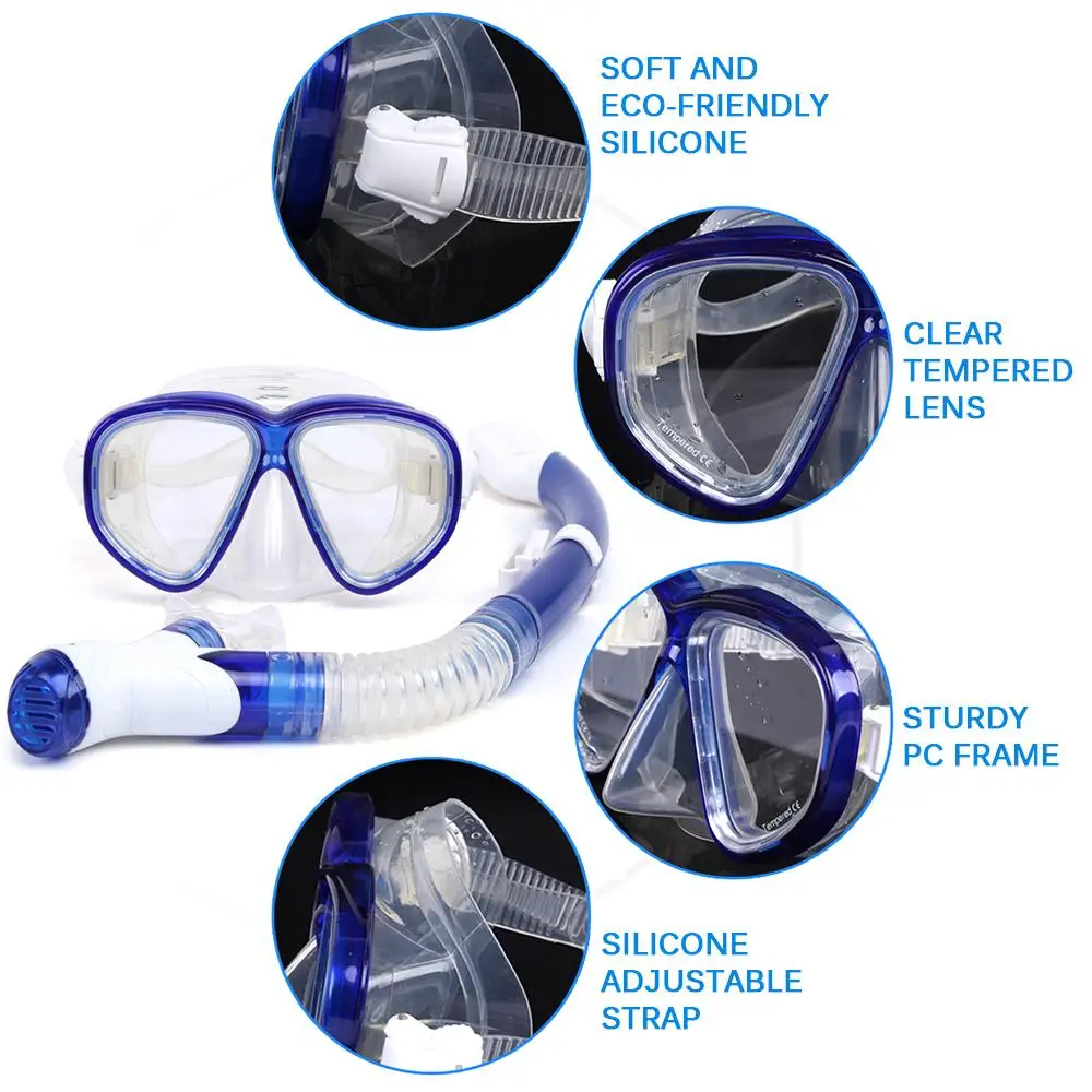 

Professional Scuba Diving Mask and Snorkels Anti-Fog Goggles Glasses Diving Swimming Easy Breath Tube Set Diving Equipment