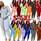 Женский спортивный костюм-двойка с капюшоном, на молнии