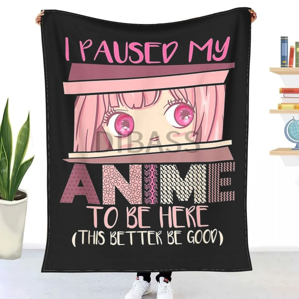 

Anime Funny Otaku Paused Here Throw Blanket 3D Printed Flannel Throw Blankets