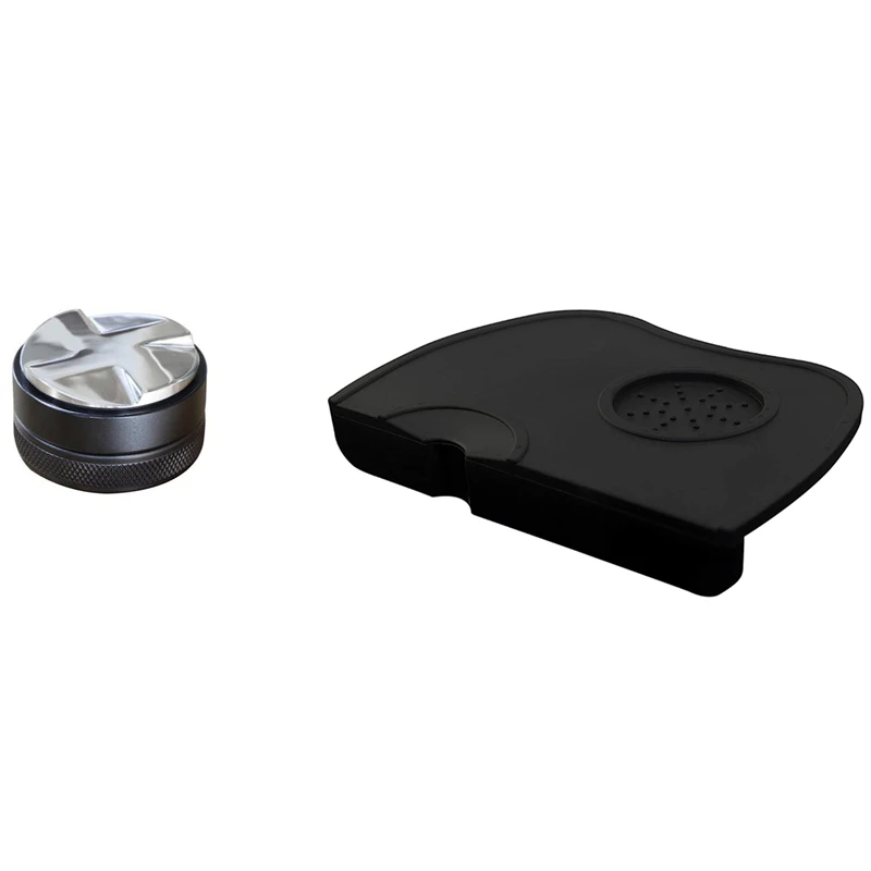 

1 Pcs Adjustable 304 Stainless Steel Coffee Espresso Tamper & 1 Pcs Food Safe Silicone Coffee Tamp Mat Anti-Slip