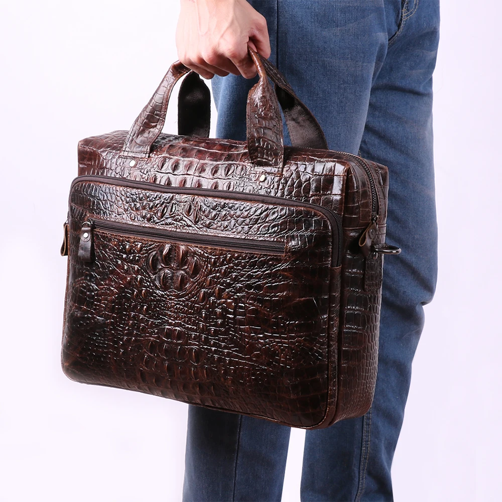 JOYIR Men's Briefcase Genuine Leather Bag for Men 15.6" Laptop Bags Crocodile Pattern Messenger Tote Handbag | Багаж и сумки