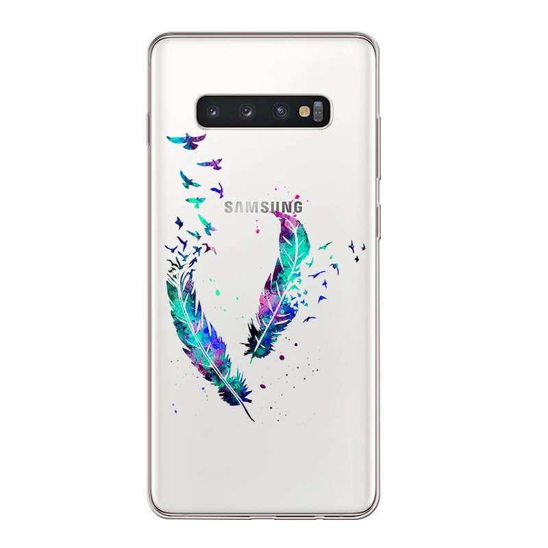 Ciciber Модный чехол с перьями для Samsung Galaxy S9 S8 S7 S6 S10 S10e + Edge Plus S5 Mini чехлы телефонов