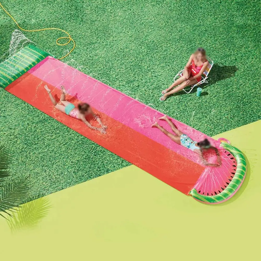

Durable Watermelon Water Slides Pressure Resistance Lengthen Foldable Kids Toy Outdoor Water Toys Splash Pad for Family 2021