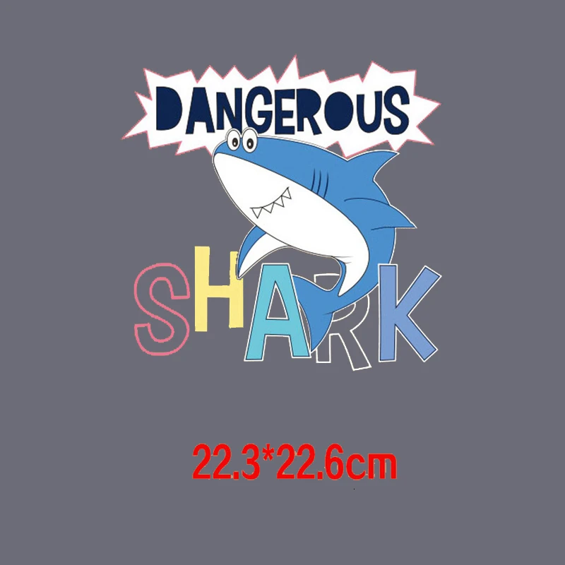 Крутые нашивки серии Shark в стиле панк, аксессуары для передачи железа, наклейки на тепло, наклейки для платьев, футболки, украшения - Цвет: N3-TH0395