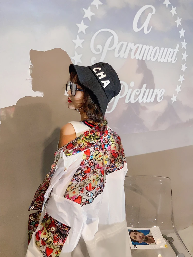 

2021 Summer Women Loose Abstract Print Embroidery Chic Sun-Proof Coat