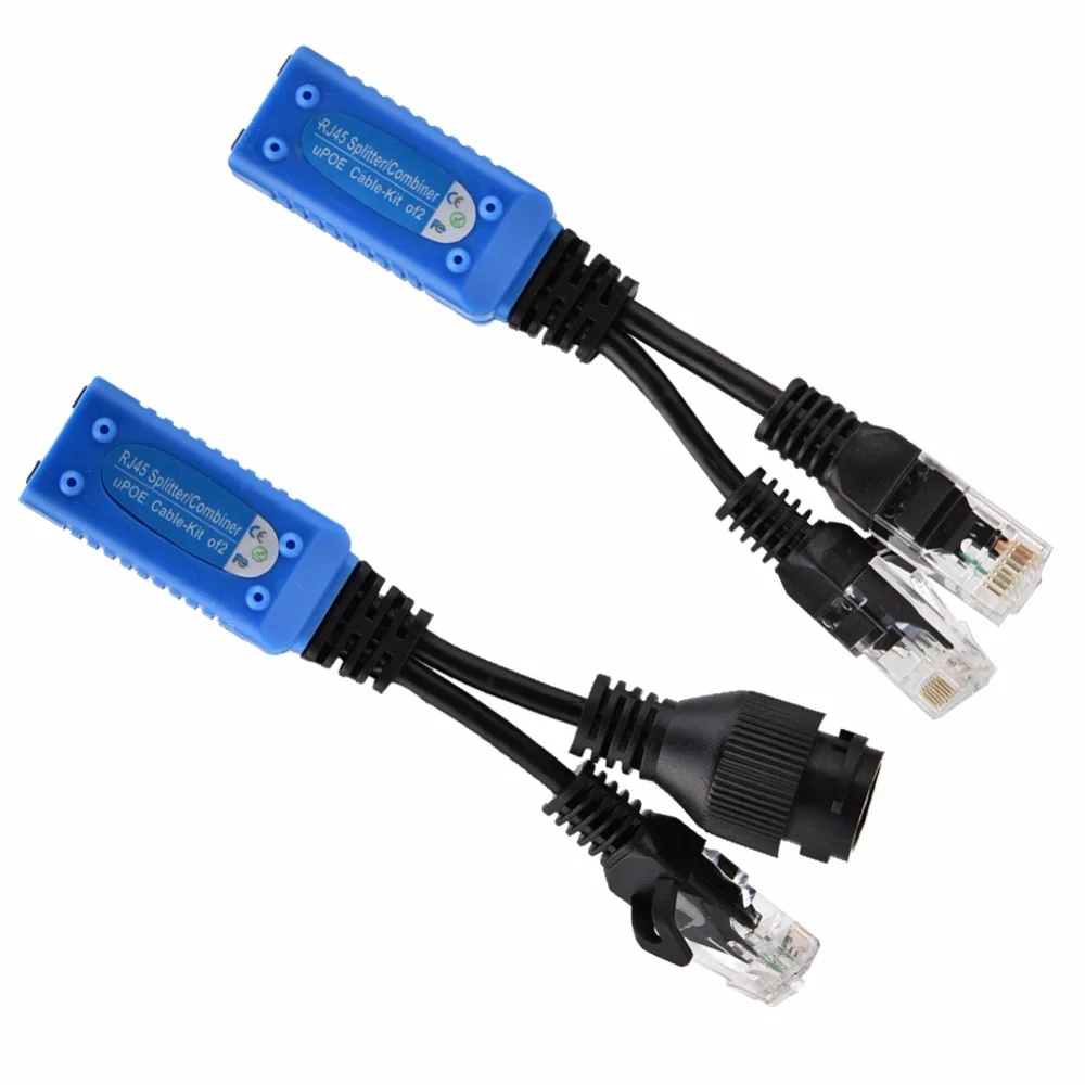 1 Pair POE Network Splitter Separator Receiver for RJ45 Network Cable PoE Splitter Injector