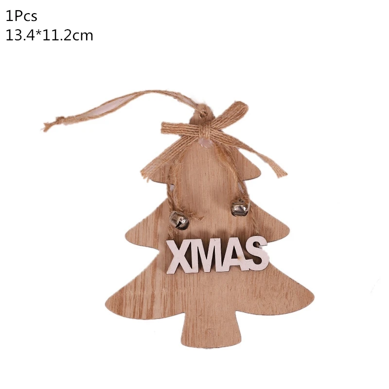 1pcs christmas tree Деревянная Рождественская елка, украшения, деревянная подвеска, автомобиль/Лось/звезда, поделки своими руками, Noel, рождественские украшения для дома, рождественский подарок для детей - Цвет: 1pcs christmas tree