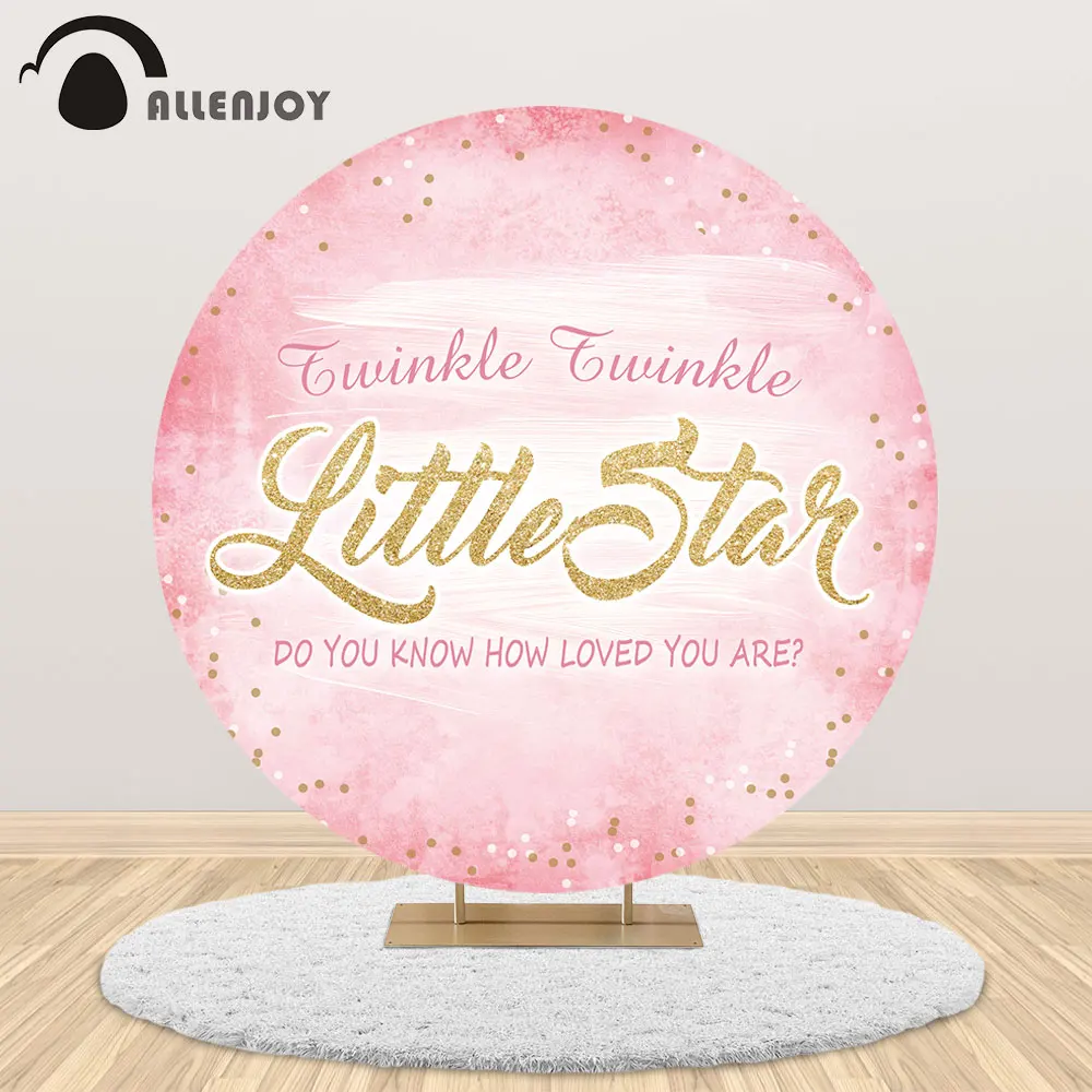 

Allenjoy день рождения Круглый фон Блестящий Золотой горошек Маленькая звезда мерцающий ребенок душ розовый пастельный акварельный чехол для ...