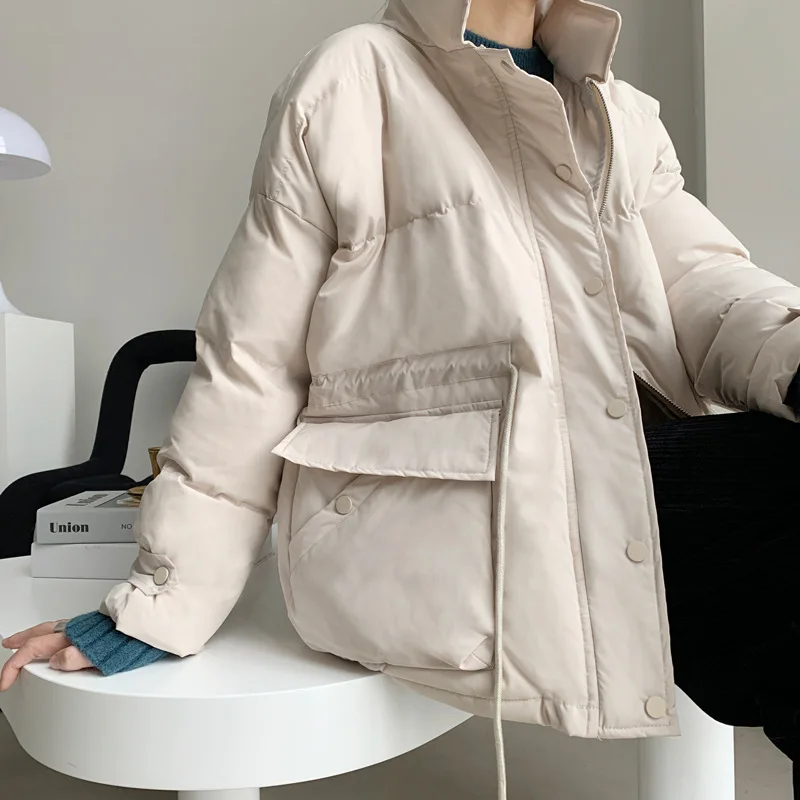 2021 зимнее пуховое хлопковое пальто для женщин со стоячим воротником Корейская