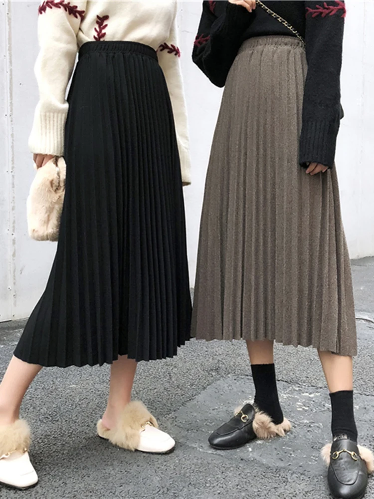 Черная тонкая юбка с завышенной талией половина тела Женская Осенняя коллекция