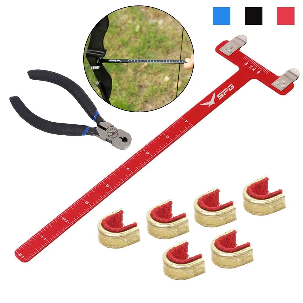 

1Set Archery String Nocking Copper Buckle Plier String Nock+Bow T Square Measure Tool Shooting Position For Bow Accessories