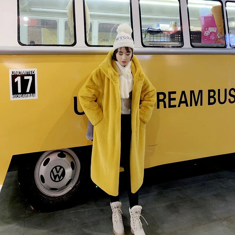 Теплое зимнее искусственное меховое Женское пальто свободного покроя