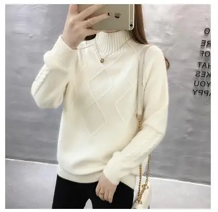 

Sweater half turtleneck sweater pullover autumn and winter twist long-sleeved solid color sweater Women's sweater Mujer Sueter