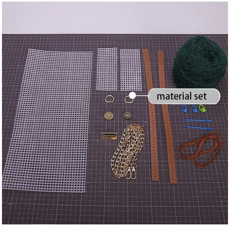 Hand-Knitted Purse Phone Weave Handbag Square Fur Material Set DIY Handmade Bag Shoulder Bags Clutch Weave Bag Girlfriend Gifts