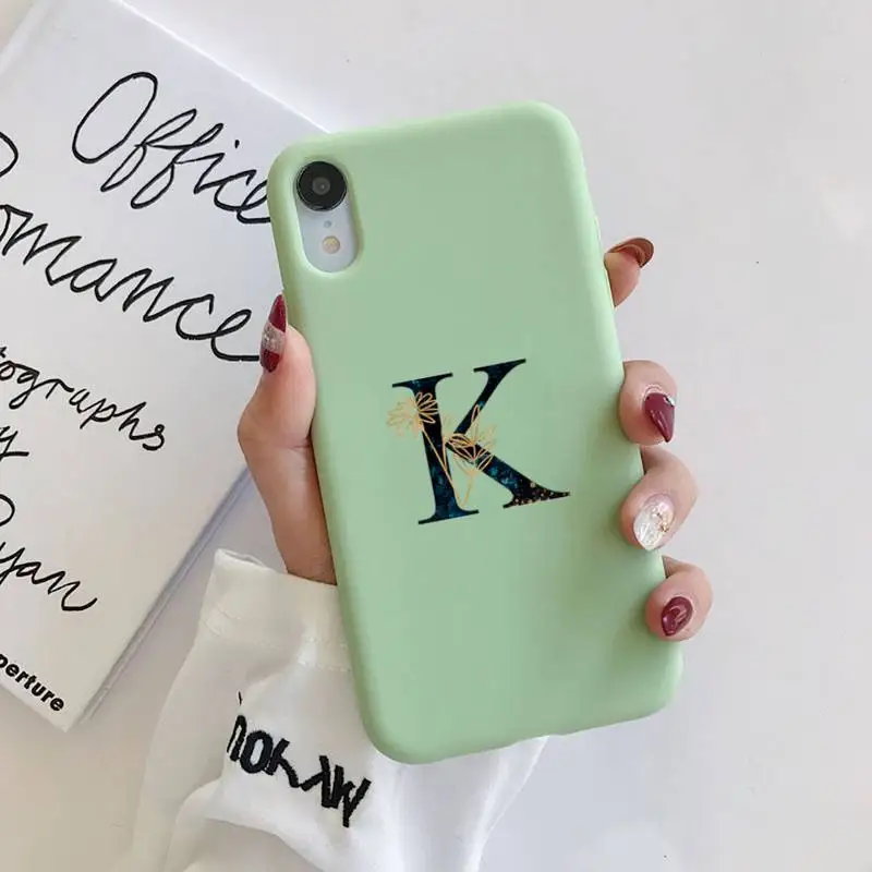 

Letter Flower Matte Silicone Phone Case For iphone 11 Pro Max X XS Max XR Solid Candy Color Shell For iPhone 7 8 6 6S Plus