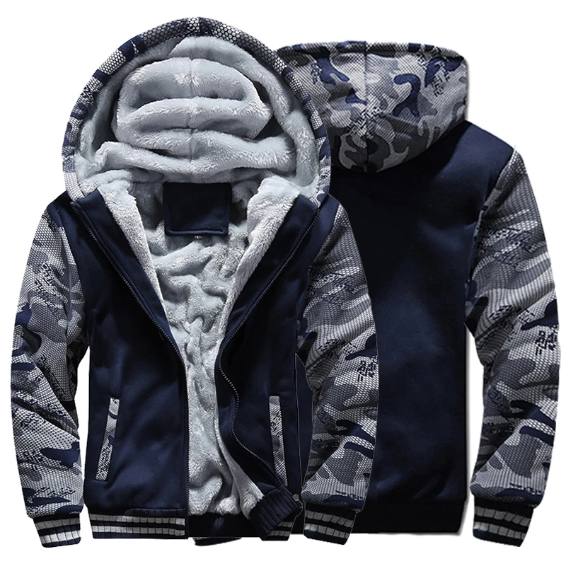 Men's Winter Jacket Camouflage Thicken Jackets Hooded Fleece Long Sleeve Down Jacket Man Casual Streetwear Men's Clothing