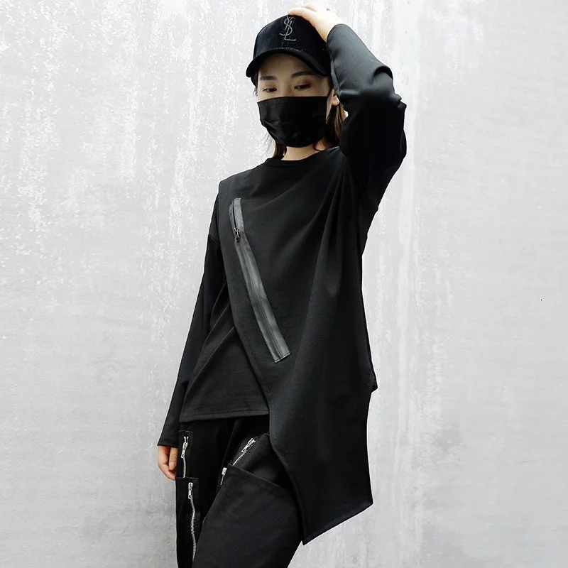 Новая Осенняя теплая Асимметричная толстовка на молнии с круглым вырезом и