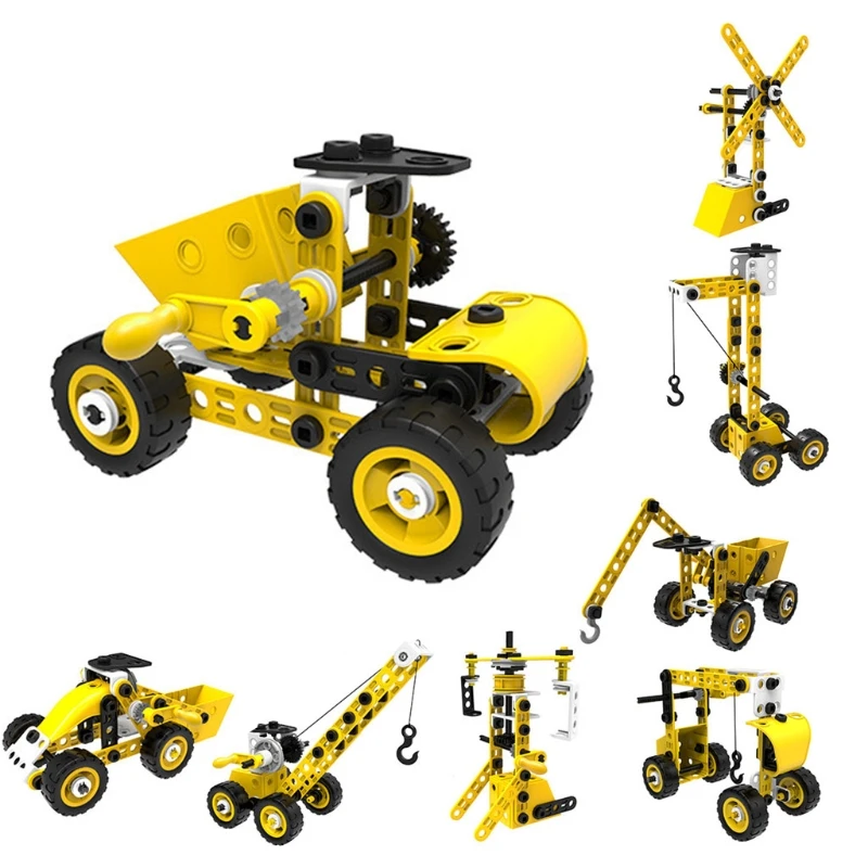 

97BE Intellectual Assembly Car, 1 Set DIY Construction Vehicle Toy, Nut Engineering Vehicles for for Kids Boys