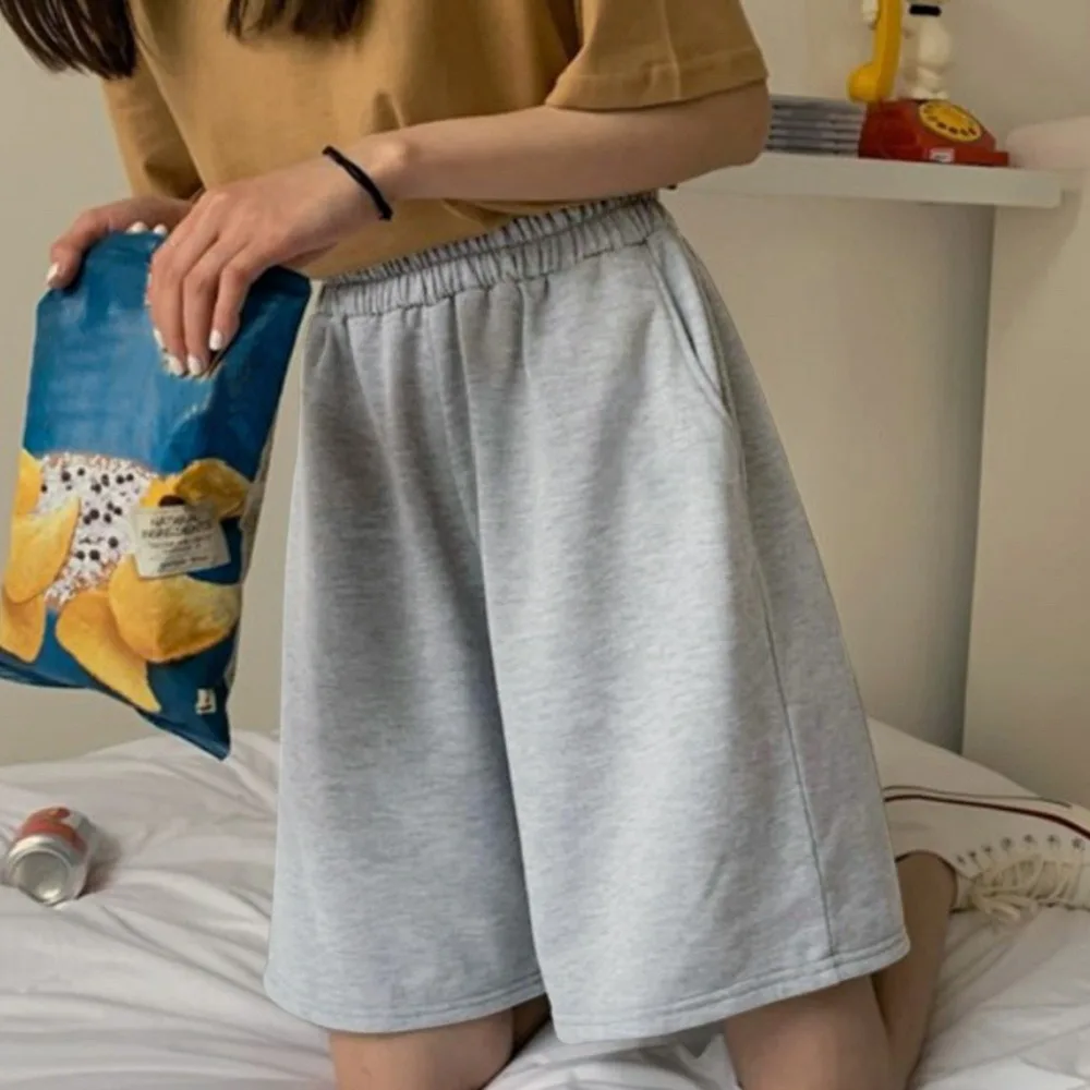 

Summer Ladies Elastic Waist Loose Fashion Shorts Summer Shorts Female Elastic Lovely Girl Han Students Pure Color Loose Pants