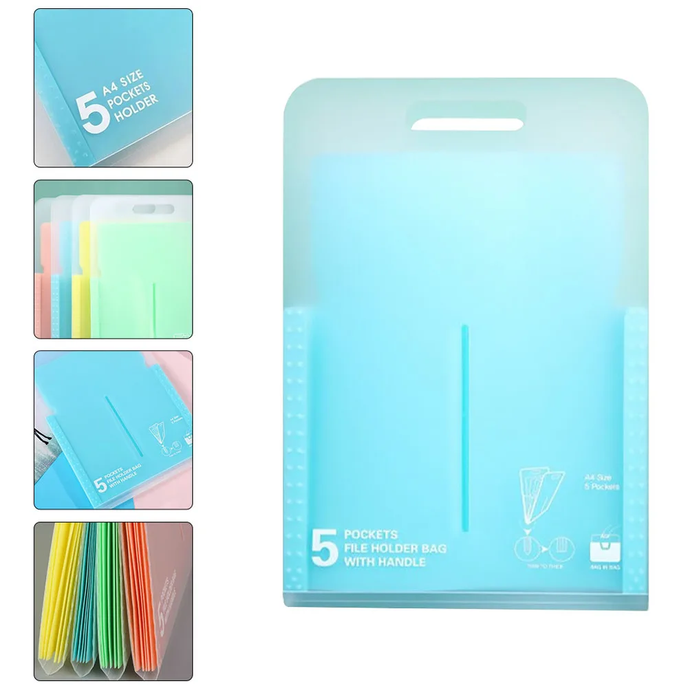 

A4 Size Accordion File Folder Multifunction 5 Pockets File Organizer with Handle