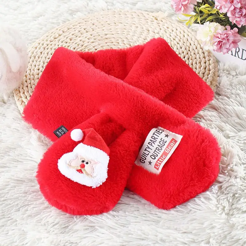 

Toddler Kids Christmas Plush Cross Collar Scarf Santa Deer Doll Winter Warmer C90E