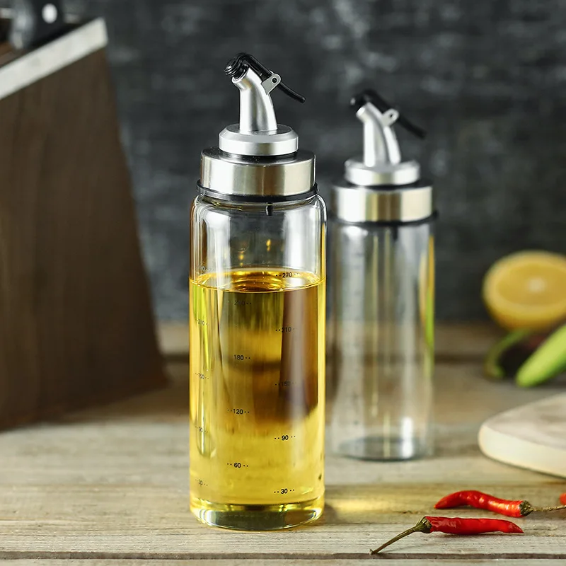 

300/500ml Kitchen Glass Oil Bottle Dispenser Transparent Oil and Vinegar Sauce Cooking Seasoning Oil Bottle Kitchen Accessories