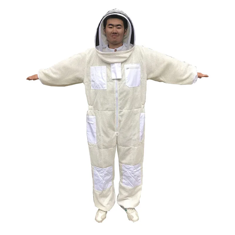 1 set beekeeping suit white Three layer mesh breathable bee clothing for beekeeper clothing costume personal equipment bee suit