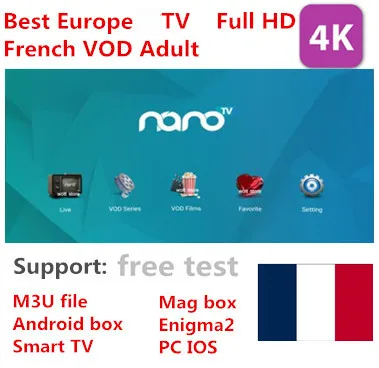 H265 FHD Nano французский Morroca Бельгия арабский Великобритания США Live tv VOD взрослые каналы фильмы Smart tv mag box